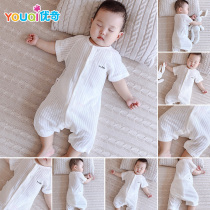 Baby one-piece clothes Summer newborn baby boy baby girl pajamas thin summer clothes pure cotton short-sleeved summer coat