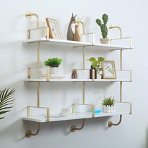 Nordic living room study rack solid wood clapboard manicure cosmetics wall display rack restaurant metal wall-mounted