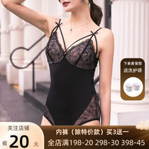 Sexy lace temptation inside and outside deep V gathered tight body sculpting beauty straps bra one-piece one-piece underwear suspenders