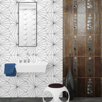 Nordic Geometric lines hexagonal tiles black and white gray ray hexagonal floor tiles Bathroom tiles Kitchen antique tiles