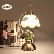 Modern simple pastoral style bedroom bedside lamp dimming touch switch Retro glass European style creative lighting