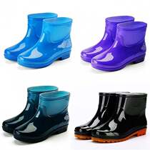 Womens household workshop high tube labor insurance non-slip rain boots rubber shoes water shoes multi-color PVC material kitchen rain boots resistant to sulfuric acid