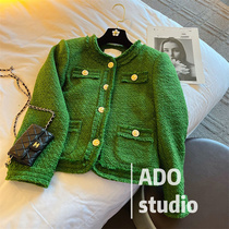 Small fragrant wind Mao jacket woman 2022 Spring autumn new temperament round collar single row of coarse flower to prepare short coat