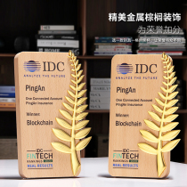 Solid wood crystal trophy custom-made creative lettering Enterprise championship competition award souvenir medal production