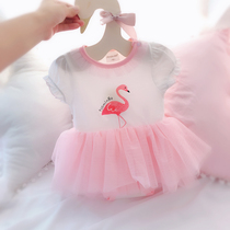 Female baby clothes summer clothes newborn triangle ha clothes shirt baby clothes dress baby Princess full moon 100 days dress