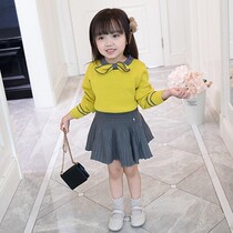 Korean Girls Suit Spring 2022 Spring and Autumn New Korean Version Children's Clothes Tarnitted Sephrilosaurus Two Pieces of Periphery