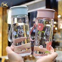 Girls water cup pink summer glass watertight ladies fashion couple small cup summer carry-on take-away