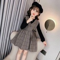 Korean childrens clothing Girls  suit spring and autumn 2021 new Korean version of the big childrens dress two-piece suit