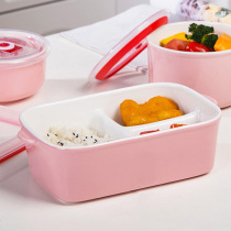 Ceramic split lunch box office workers Japanese divided microwave oven bento box sealed heating special three-grid large capacity