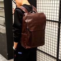 Hong Kong new backpack leather backpack student bag casual bag English retro computer men bag backpack
