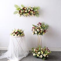 New wedding row flower wall-mounted road leading table flower Silk flower row welcome decoration flower Wedding event scene arrangement Sen department