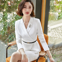 White professional suit womens autumn dress workplace womens temperament fashion office worker suit suit dress lecturer uniform overalls work clothes