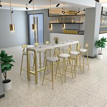 Nordic solid wood bar table home bar milk tea shop coffee shop high table simple wall long table and chair combination