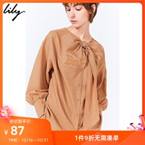 Lily new womens national style three-dimensional embroidery loose front breasted temperament round neck shirt 4925KK