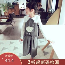 (spot)Girls spring and Autumn suit 2020 new childrens clothing large childrens vest vest childrens three-point pants