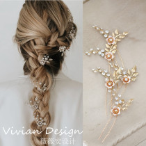 ins style simple rhinestone Flower hairpin bride European Korean retro headdress manufacturers first-hand hair accessories