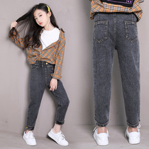 Girls jeans spring and autumn 2019 new Korean student trousers
