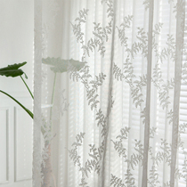 Nordic style window screen curtain lace embroidered living room bedroom floor-to-ceiling window curtain pastoral hipster partition decoration
