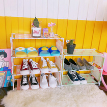 Simple and cute Korean shoe rack at the door Home dormitory dormitory dust storage small shoe cabinet multi-layer assembly shoe shelf