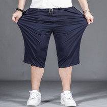 Summer plus size casual shorts mens tide fat loose straight sports cotton five-point pants fat guy middle pants