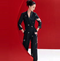 European and American style 2020 Womens Spring and Autumn Star Li Qin catwalk new high-end temperament high waist leg jumpsuit women