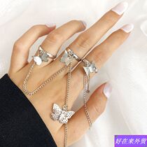 Creative personality Chain ring Punk male girl butterfly ring