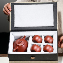 Yixing purple clay teapot original mine Dahongpao handmade classic soure Stone scoop set (one pot of four cups) gift