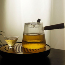 Heat-resistant filter glass hammer bubble Teapot side handle cooking teapot solid wood handle electric pottery stove can be heated and cooking single pot