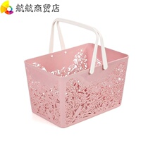 Hand-held bath basket bathroom bath basket female cute bath basket with toiletries Bath Blue storage frame plastic