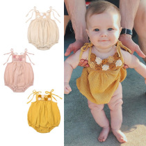 NANI children's clothing ins baby ha clothing condole belt fart clothing WAWA with baby girl cotton handmade crochet jumpsuit 1