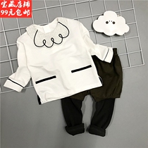 Broken clearance original D a little umbrella childrens clothing autumn mens and womens baby long sleeve T-shirt fake two trousers 2 sets