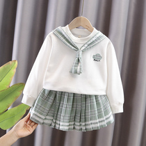 Female baby spring dress new foreign style plaid dress Korean jk skirt 2022 Spring Girl clothes baby clothes