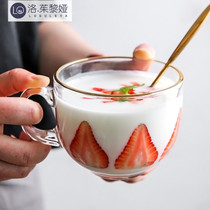 LO GULEYA milk cup breakfast cup glass mug tea cup with handle large capacity oat coffee cup