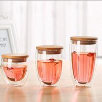 Double glass cup coffee cup with Bamboo Hotel cover is high