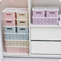 Hollow desktop underwear storage box drawer plastic finishing box home with a cover bra underwear socks storage box