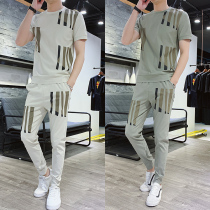 Fugui Bird Leisure Sports Suit Mens Tide Card Short Sleeve T-Shirt Mesh Red Two Sets Korean Version Thin Summer Trend Ins