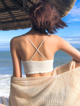  Beautiful back bandeau underwear female non-steel ring sexy cross belt gathered non-slip bottoming anti-light sling small vest