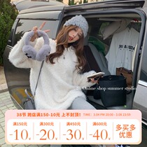 Summer home 2021 New autumn and winter thickened loose round collar lamb plush sweatshirt female loose with lazy wind blouse