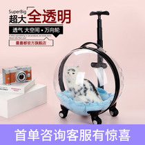 Mancidu cat out of the air box backpack large carrying case portable luggage space capsule pet trolley case