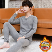 Winter youth thermal underwear suit mens plus velvet thickening junior high school students bottoming autumn clothes long pants cotton sweater