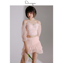 dear Joe 2020 new hot spring bathing suit female split conservative pink fairy fan skirt super fairy swim suit