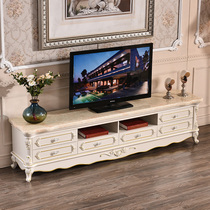 European-style marble TV cabinet coffee table combination living room carved gold drawing silver floor cabinet solid wood storage cabinet