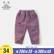 Price 79 (Rabbi Tree)Childrens clothing Boys casual pants Baby thin velvet pants winter mens baby sweatpants