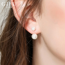S925 sterling silver double-sided true pearl stud earrings femininity a two-wearing earrings commuter earrings 2021 new trend