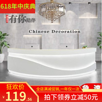 Semi-curved painted paint beauty salon front desk minimalist art center company image reception desk desk bar custom