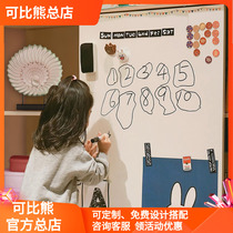 Comparable bear solid wood childrens drawing board magnetic writing home bookshelf baby graffiti water pen erasable childrens storage cabinet