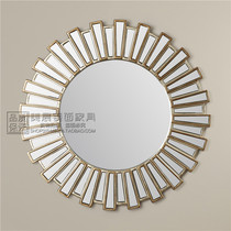 Eurostyle Round Sun Decoration Mirror American Genguan Mirror Living Room Sofa Wall Hanging Mirror Bathroom Mirror Dining Side Mirror