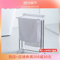 tenma tianma station vertical floor woolen towel rack free from punching stainless steel towel rack toilet disposal iron frame