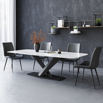 Nordic marble dining table Italian bright slate dining table modern minimalist light luxury dining table Delifeng slate table
