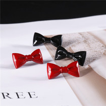 Fashion cute little bow collar pin red and black shirt small collar pin accessories simple Korean childrens needle buckle jewelry
